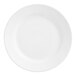 A white plate with a wide rim on a white background.