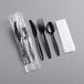 Visions Heavy Weight Black Wrapped Plastic Cutlery Pack with Napkin - 500/Case Main Thumbnail 3