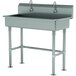 Advance Tabco FS-FM-40EFADA 14-Gauge Stainless Steel ADA Multi-Station Hand Sink with Tubular Legs, 8" Deep Bowl, and 2 Electronic Faucets - 40" x 19 1/2" Main Thumbnail 1