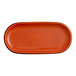An orange stoneware oblong coupe platter.