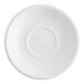 An Acopa bright white stoneware saucer with a circle in the middle.