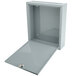 A gray steel Barska wall-mount security drop box with a door open.