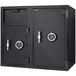 Barska AX13316 21" x 30 3/4" x 27 1/4" Black Steel Locker Depository Safe with Large Independent Locker, 2 Digital Keypads, and Key Locks - 2.58 / 4.68 Cu. Ft. Main Thumbnail 1
