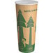 An EcoChoice paper hot cup with tree print on it.