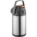 An Acopa stainless steel vacuum flask with a black and silver metal lever.