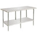 A stainless steel Advance Tabco work table with undershelf.