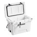 A white CaterGator jockey box cooler with the lid open.