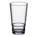 A stackable clear plastic mixing glass.