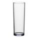 A clear Choice SAN plastic Tom Collins glass with a clear rim.