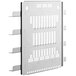 A white metal rack panel with holes for Moffat Turbofan convection ovens.