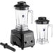 A Galaxy commercial blender with two Tritan plastic jars with handles.