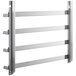 A stainless steel Moffat Turbofan rack with four metal bars.