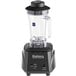 A Galaxy commercial blender with a black base and a clear Tritan plastic jar on a counter.