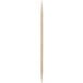 A close up of a Choice 2 1/2" Unwrapped Round Wooden Toothpick with a long handle.