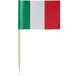 A small Italian flag on a white food pick.