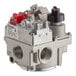 A silver metal Millivolt Natural Gas Pilot Combination Valve with red and black buttons.