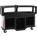 A black Cambro vending cart with a clear plastic sneeze guard.