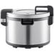 An Avantco stainless steel rice cooker with a lid.