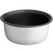 A white and black non-stick pot with a lid.