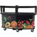 A black Cambro vending cart with fruits and vegetables on it.