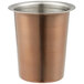 A copper cylinder with a stainless steel lid.