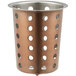 A copper metal cylinder with holes.