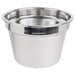 A Vollrath stainless steel soup inset with a lid.