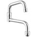 A silver 12" double-jointed swing spout with a chrome faucet.