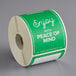 TamperSafe 2 1/2" x 6" Enjoy With Peace Of Mind Green Paper Tamper-Evident Label - 250/Roll Main Thumbnail 2