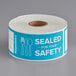 TamperSafe 1 1/2" x 6" Sealed For Your Safety Blue Paper Tamper-Evident Label - 250/Roll Main Thumbnail 2
