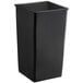 A black rectangular Lavex trash can with a square lid.
