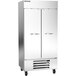 A stainless steel Beverage-Air Horizon Series reach-in freezer with two doors.