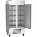 A silver Beverage-Air reach-in freezer with two full-width doors.
