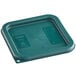 A green square Carlisle polypropylene food storage container lid.