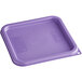 A purple Carlisle square lid on a square container.