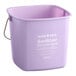 A purple 6-quart sanitizing pail with a metal handle and allergen-free labeling.