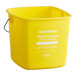 A yellow Noble King-Pail 3 quart multi-purpose cleaning pail with a metal handle.
