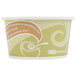 A close-up of a white Eco-Products Evolution World soup cup with a label.
