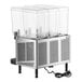 A Vollrath refrigerated beverage dispenser with three clear plastic containers.