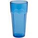A blue plastic paneled tumbler with a scalloped edge.