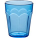 A blue plastic paneled tumbler.