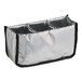 A silver ServIt drink holder with three compartments.