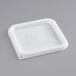 A white square polypropylene lid for a Vigor food storage container.