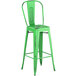 Lancaster Table & Seating Alloy Series Distressed Green Metal Indoor / Outdoor Industrial Cafe Barstool with Vertical Slat Back and Drain Hole Seat Main Thumbnail 1