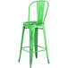 Lancaster Table & Seating Alloy Series Distressed Green Metal Indoor / Outdoor Industrial Cafe Barstool with Vertical Slat Back and Drain Hole Seat Main Thumbnail 3