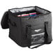 A black insulated Vollrath Milk Crate delivery bag with a black strap.