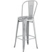 Lancaster Table & Seating Alloy Series Distressed Silver Metal Indoor / Outdoor Industrial Cafe Barstool with Vertical Slat Back and Drain Hole Seat Main Thumbnail 3