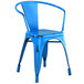 Lancaster Table & Seating Alloy Series Distressed Blue Metal Indoor / Outdoor Industrial Cafe Arm Chair Main Thumbnail 1
