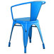 Lancaster Table & Seating Alloy Series Distressed Blue Metal Indoor / Outdoor Industrial Cafe Arm Chair Main Thumbnail 3