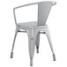 Lancaster Table & Seating Alloy Series Distressed Silver Metal Indoor / Outdoor Industrial Cafe Arm Chair Main Thumbnail 3